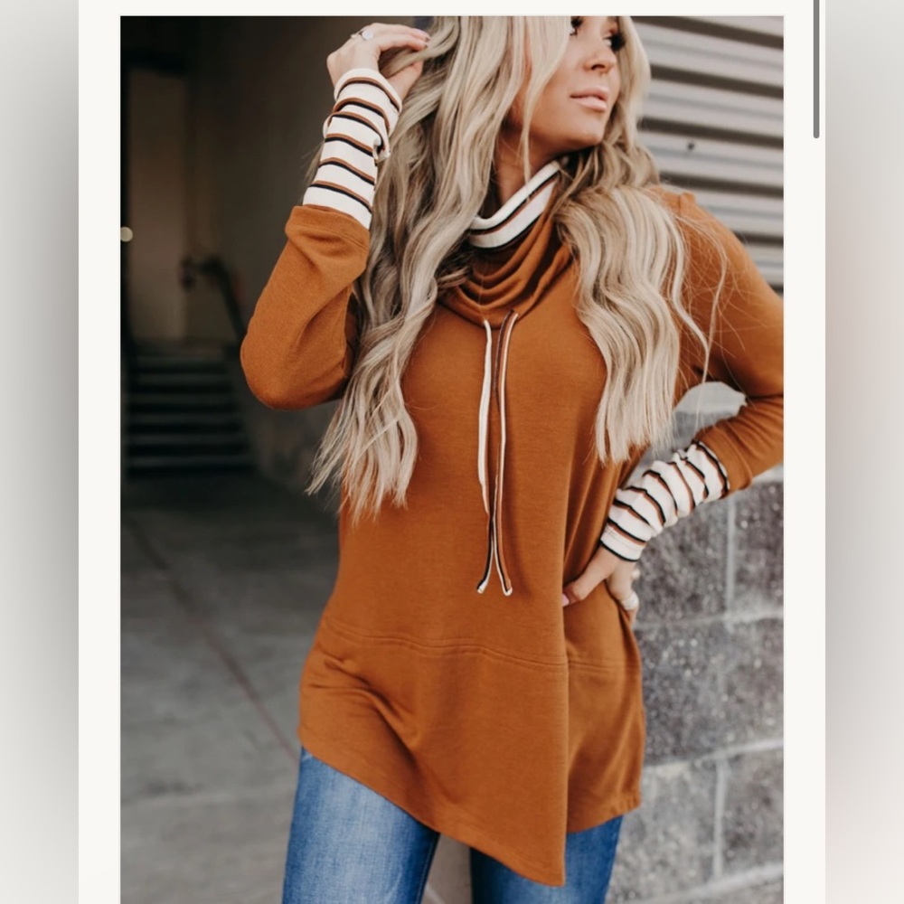 Double cowl neck long sleeve shirt
